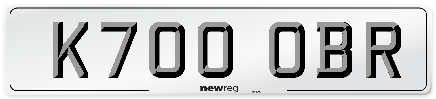 K700 OBR Number Plate from New Reg